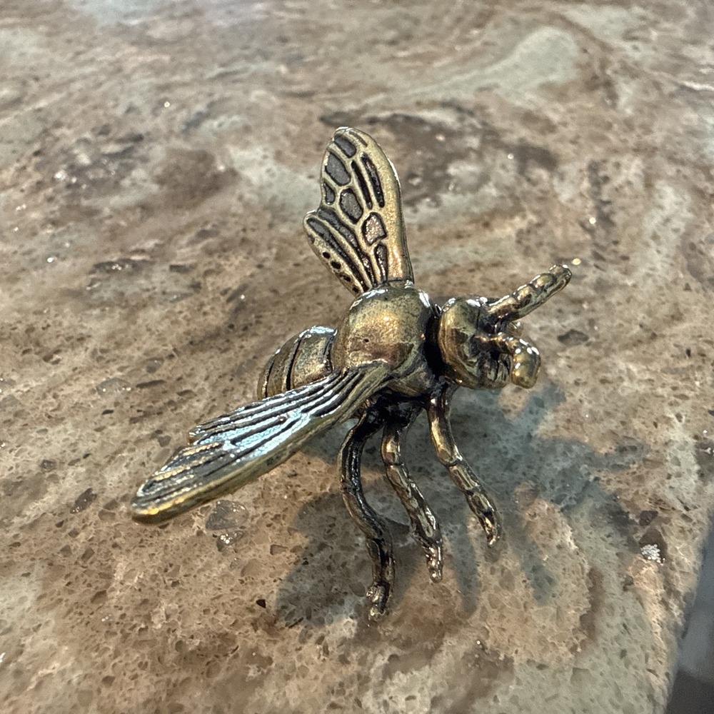 Brass Bumble Bee‎ Collectible Desk Decor Mini Statue 1" Trinket